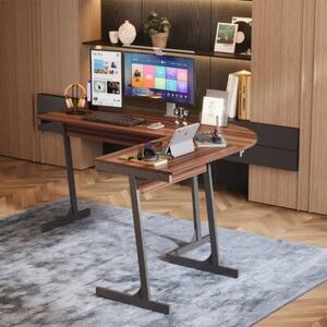 Biurko komputerowe narożne nowoczesne industrialne ciemny brąz loft 148 cm