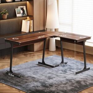 Biurko komputerowe narożne nowoczesne industrialne ciemny brąz loft 148 cm