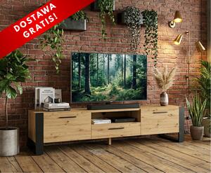 Długi stolik RTV na nóżkach artisan 200 cm | Umeblowana.com