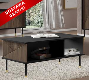 Elegancka ława do salonu z półkami dąb catania | Umeblowana.com