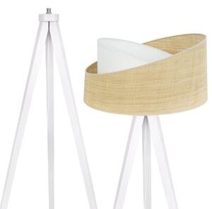 Lampa podłogowa trójnóg biały Light Home LH Rattan Skos 1xE27 45cm abażur biały/beżowy