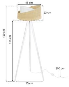 Lampa podłogowa trójnóg biały Light Home LH Rattan Skos 1xE27 45cm abażur biały/beżowy