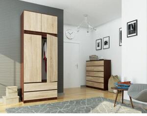 Szafa do sypialni, nadstawka, DORMI, 90x51x234 cm, wenge, dąb sonoma, mat | TYLETEGOTU