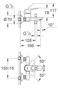 Bateria wannowa natynkowa GROHE BauLoop 23341000 Chrom