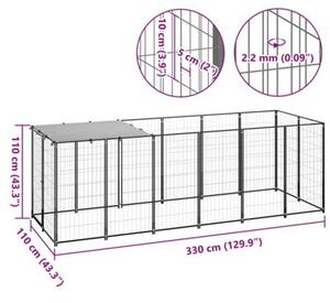 Kojec dla psa, czarny, 330x110x110 cm, stalowy