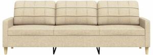 Sofa, 3-osobowa kremowa, 210 cm, tapicerowana tkaninÄ