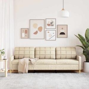 Sofa, 3-osobowa kremowa, 210 cm, tapicerowana tkaninÄ