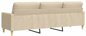 Sofa, 3-osobowa kremowa, 210 cm, tapicerowana tkaninÄ