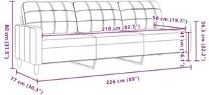 Sofa 3-osobowa, brÄ zowa, 210 cm, tapicerowana aksamitem