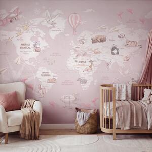 WANDERLUST - SWEET LAVENDER - tapeta z mapą świata dla małej podróżniczki
