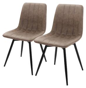 Zestaw 2 krzeseł do jadalni ML-Design, obrotowe, tapicerowane krzesła kuchenne, sztuczna skóra, krzesła do jadalni, stalowe nogi, nowoczesne krzesło tapicerowane, fotel obrotowy o 360°, kolor brązowy