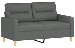 Sofa 2-osobowa z poduszkami, ciemnoszara, 120 cm, tkanina