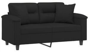 Sofa 2-osobowa z poduszkami, czarna, 120 cm, mikrofibra