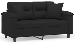 Sofa 2-osobowa z poduszkami, czarna, 120 cm, mikrofibra