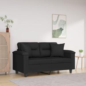 Sofa 2-osobowa z poduszkami, czarna, 120 cm, mikrofibra