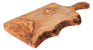 ČistéDřevo Rustykalna deska do krojenia z drewna oliwnego z uchwytem 30 cm