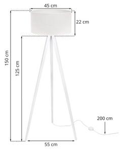 Lampa podłogowa trójnóg biały Light Home LH Juta 1xE27 44cm abażur walec biały