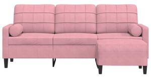 Sofa 3-osobowa z podnÃ³Å¼kiem, rÃ³Å¼owa, 180 cm, aksamitem