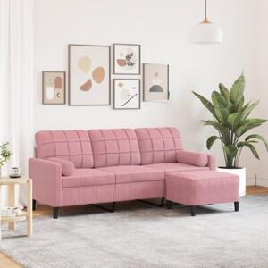 Sofa 3-osobowa z podnÃ³Å¼kiem, rÃ³Å¼owa, 180 cm, aksamitem