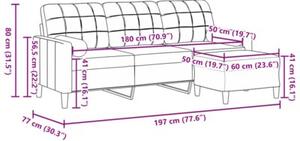 Sofa 3-osobowa z podnÃ³Å¼kiem, rÃ³Å¼owa, 180 cm, aksamitem