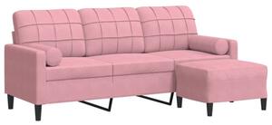 Sofa 3-osobowa z podnÃ³Å¼kiem, rÃ³Å¼owa, 180 cm, aksamitem