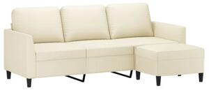 Sofa 3-osobowa z podnÃ³Å¼kiem, kremowa, 180 cm, sztuczna skÃ³ra