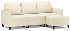 Sofa 3-osobowa z podnÃ³Å¼kiem, kremowa, 180 cm, sztuczna skÃ³ra