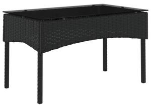 Nowoczesny zestaw sofy ogrodowej z polirattanu z szklanym stołem i wygodnymi poduszkami