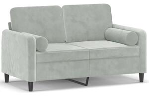 Sofa 2-osobowa z poduszkami, jasnoszara, 120 cm, aksamit