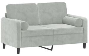 Sofa 2-osobowa z poduszkami, jasnoszara, 120 cm, aksamit