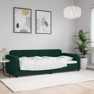 Sofa z funkcją spania, ciemnozielona, 90x200 cm, aksamitna