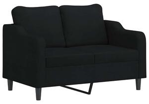 Sofa 2-osobowa, czarna, 120 cm, tapicerowana tkaninÄ
