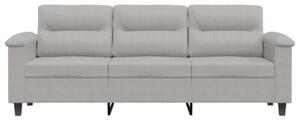 Sofa, 3-osobowa jasnoszary, 180 cm, tapicerowana mikrofibrÄ