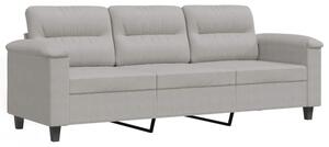 Sofa, 3-osobowa jasnoszary, 180 cm, tapicerowana mikrofibrÄ