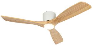 Wentylator sufitowy biały z drewnem 131,5 cm z LED z możliwością ściemniania z pilotem - Jerri