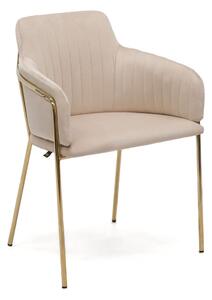 EMWOmeble Krzesło C-900A /Beżowy welur, złote nogi