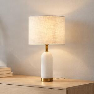Lampa Stołowa Lindby, Alabaster, biały, salon, tkanina | tekstylia, skandynawski
