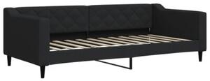 Sofa rozsuwana z szufladami, czarna, 90x200 cm, tkanina