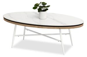 Stolik biały marmur sonoma tavolo na białej podstawie do salonu