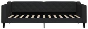 Sofa rozsuwana z szufladami, czarna, 90x200 cm, tkanina