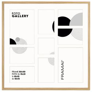 Ramka na zdjęcia 1x 10x10 6x 10x15 2x 15x21 kolor dębowy galeria na 9 zdjęć multirama 50x50 FRAMAI®