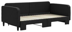 Sofa rozsuwana, czarna, 90x190 cm, tkanina