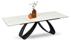 Duży stół do jadalni z ceramiki biały marmur sahara pregiato