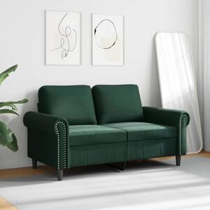 Sofa 2-osobowa, ciemnozielona, 120 cm, tapicerowana aksamitem