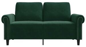 Sofa 2-osobowa, ciemnozielona, 120 cm, tapicerowana aksamitem