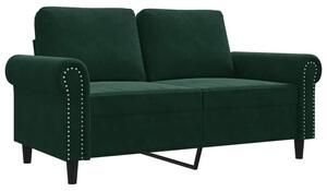 Sofa 2-osobowa, ciemnozielona, 120 cm, tapicerowana aksamitem