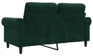 Sofa 2-osobowa, ciemnozielona, 120 cm, tapicerowana aksamitem