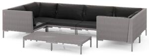 Zestaw Mebli Ogrodowych Komplet Wypoczynkowy Z Poduszkami 7-Częściowy Szary Rattan Na Taras Balkon Ogród