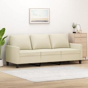 Sofa, 3-osobowa kremowa, 180 cm, sztuczna skÃ³ra