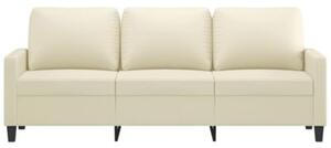 Sofa, 3-osobowa kremowa, 180 cm, sztuczna skÃ³ra